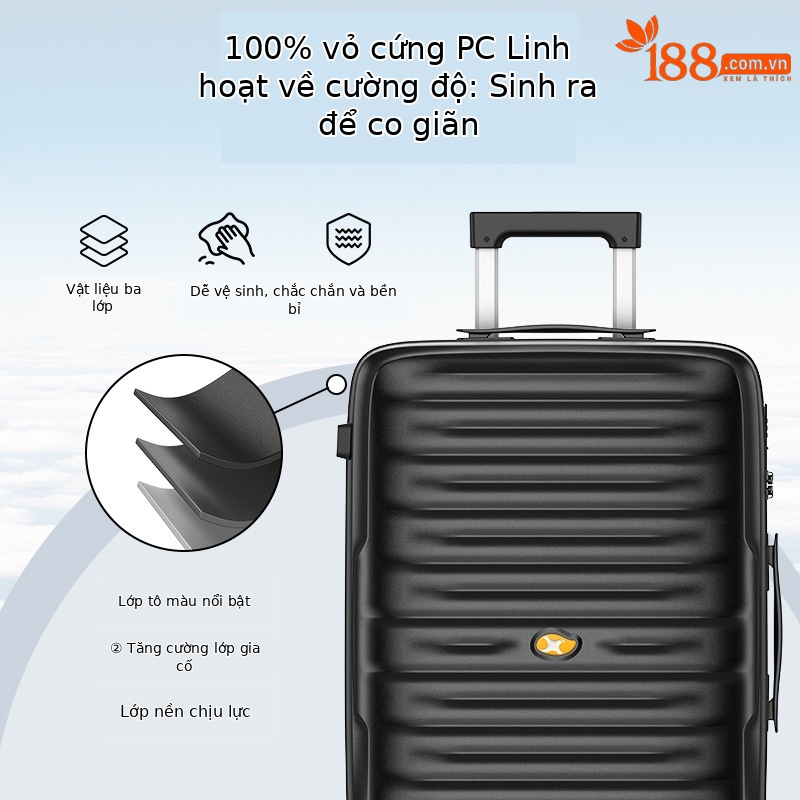 Vali đựng rượu xách tay 20 inch cao cấp dung tích lớn — Màu đen
