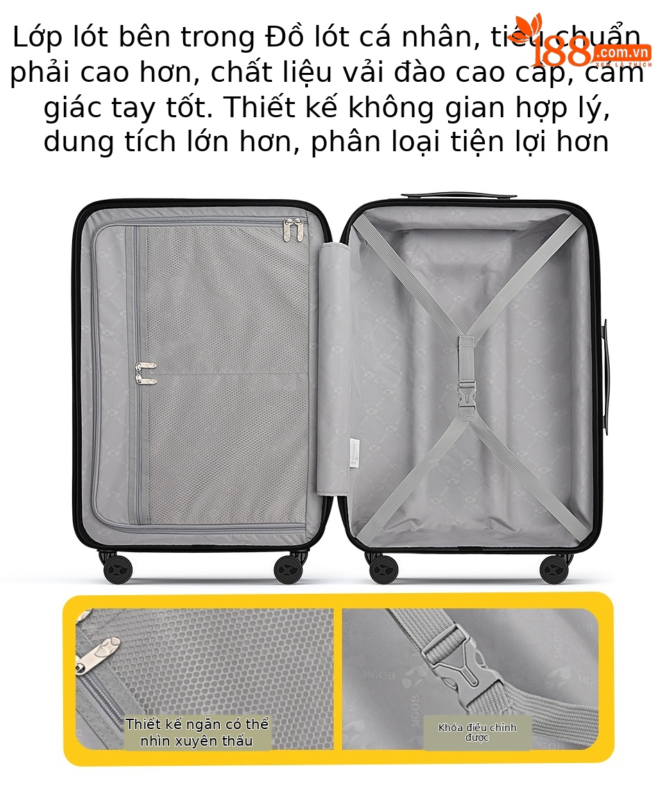 Vali đựng rượu vang PP 28 inch chống rơi, cao cấp, mã số — Màu đen chi tiết 7