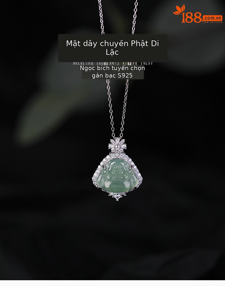 Mặt dây chuyền Phật Di Lặc bạc S925 mạ vàng nước xanh ngọc bích — Mặt dây chuyền đơn (không có dây chuyền) chi tiết 1
