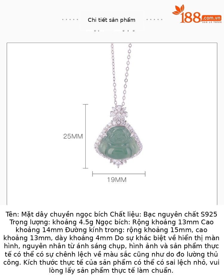 Mặt dây chuyền Phật Di Lặc bạc S925 mạ vàng nước xanh ngọc bích — Mặt dây chuyền đơn (không có dây chuyền) chi tiết 2