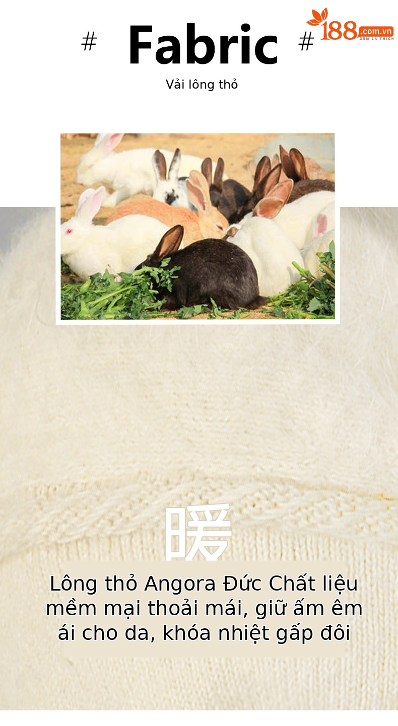 Mũ len beanie nữ phối lông thỏ giữ ấm tai, phong cách Hàn Quốc màu trơn retro — nam châm chi tiết 2