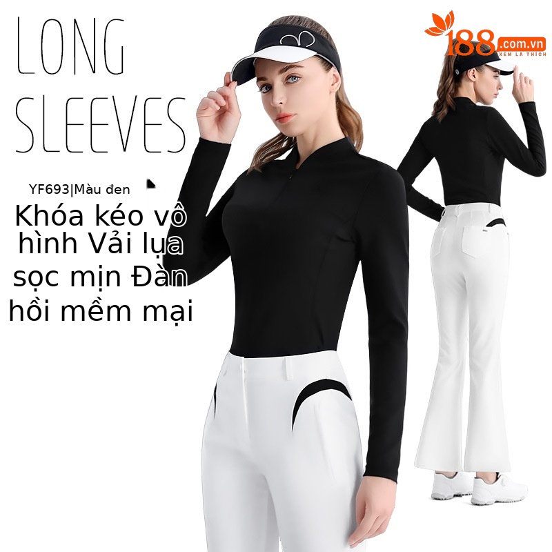 YF693 [dây kéo vô hình/vải gân mềm mại/mỏng] tay dài màu đen