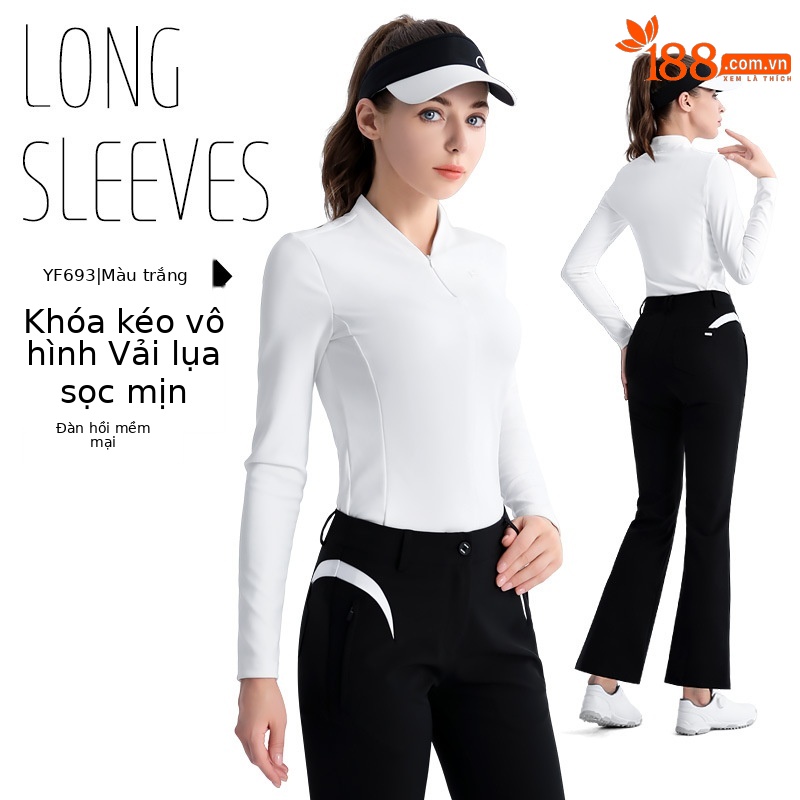 YF693 [dây kéo vô hình/vải gân mềm mại/mỏng] tay dài màu trắng