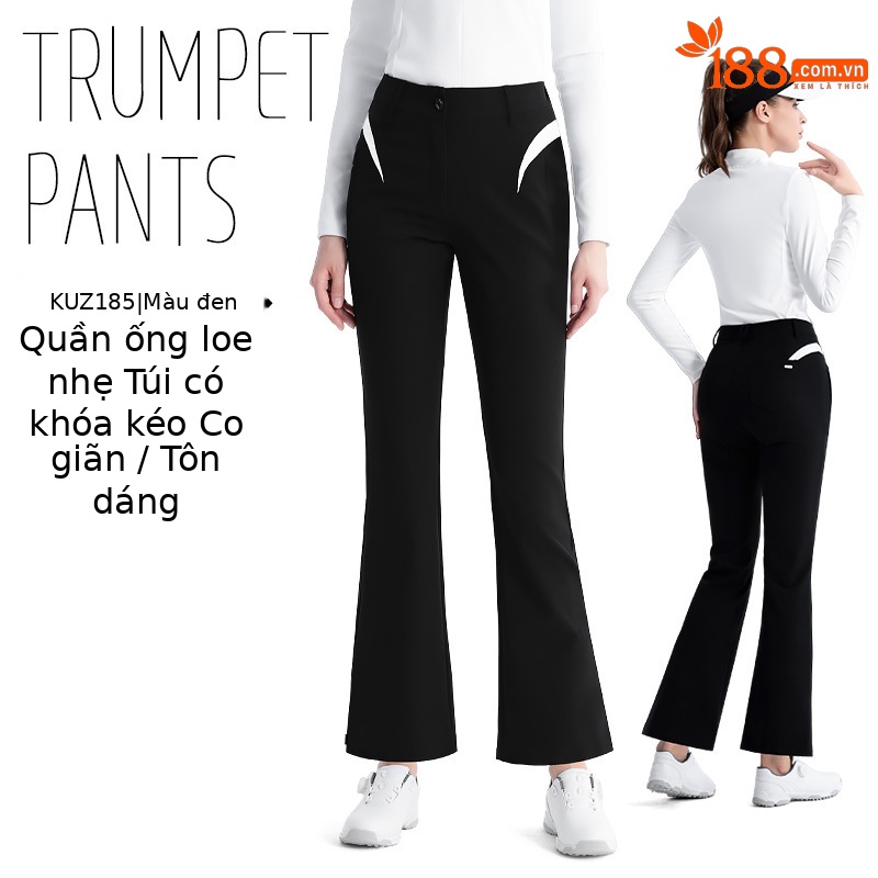 KUZ185 [Micro Horn/Túi có khóa kéo/Chân dài] Quần đen