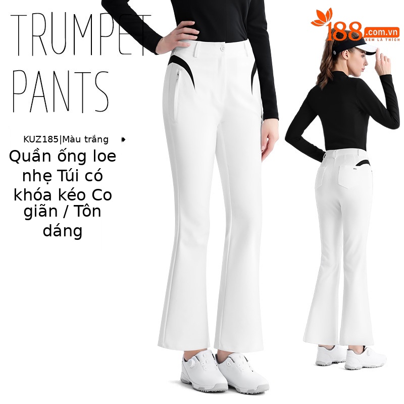 KUZ185 [Micro Horn/Túi có khóa kéo/Chân dài] Quần trắng