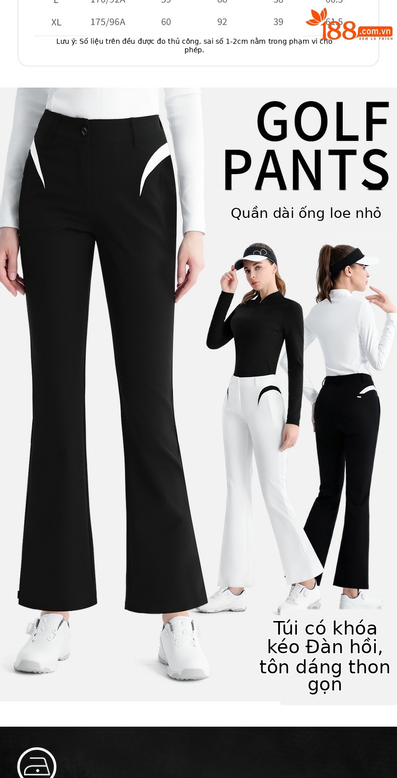 Quần golf nữ PGM dáng suông ôm co giãn mùa hè — YF693 [dây kéo vô hình/vải gân mềm mại/mỏng] tay dài màu đen, YF693 [dây kéo vô hình/vải gân mềm mại/mỏng] tay dài màu trắng, KUZ185 [Micro Horn/Túi có khóa kéo/Chân dài] Quần đen, KUZ185 [Micro Horn/Túi có khóa kéo/Chân dài] Quần trắng chi tiết 2
