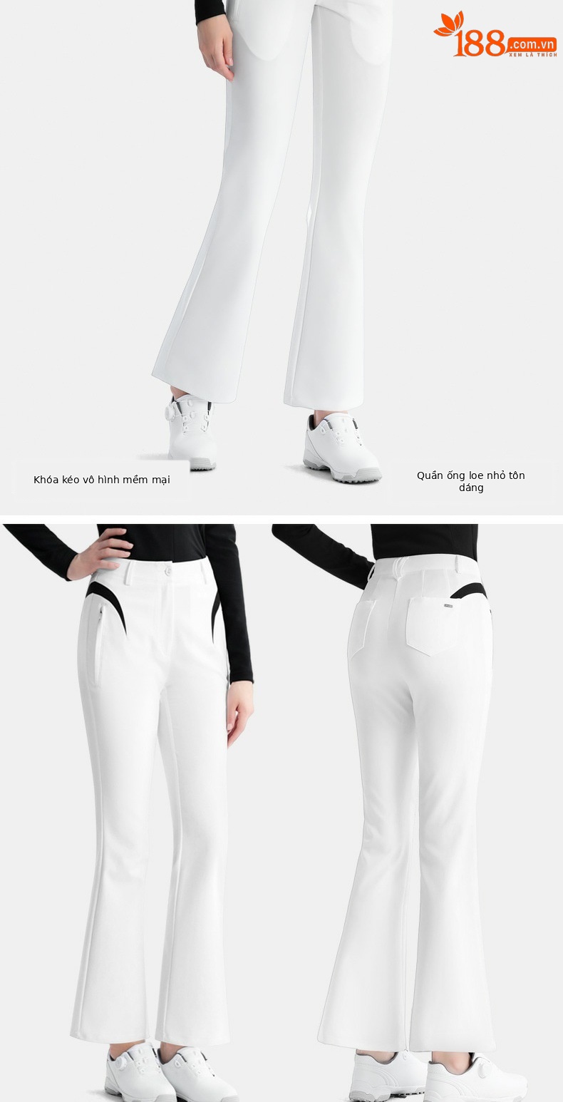 Quần golf nữ PGM dáng suông ôm co giãn mùa hè — YF693 [dây kéo vô hình/vải gân mềm mại/mỏng] tay dài màu đen, YF693 [dây kéo vô hình/vải gân mềm mại/mỏng] tay dài màu trắng, KUZ185 [Micro Horn/Túi có khóa kéo/Chân dài] Quần đen, KUZ185 [Micro Horn/Túi có khóa kéo/Chân dài] Quần trắng chi tiết 8