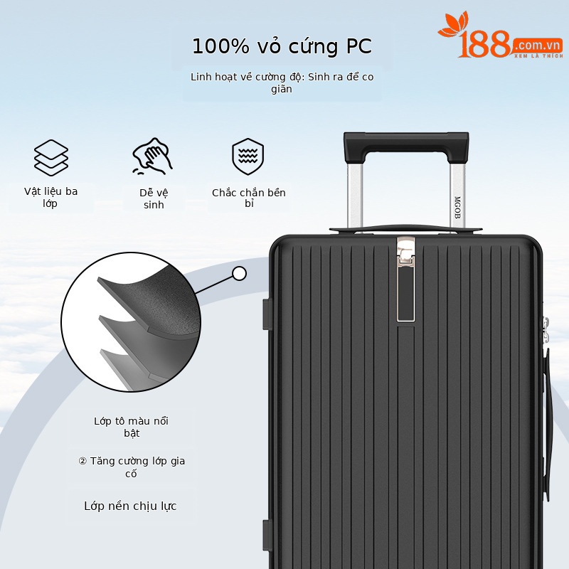 Vali rượu vang 20 inch chuyên dụng, chống sốc, có khóa số, xách tay lên máy bay — Màu đen