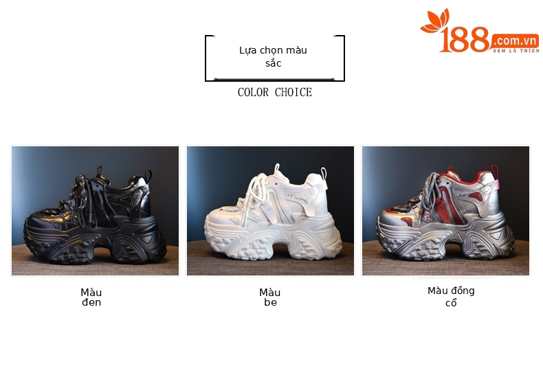 Giày sneaker nữ đế dày độn cao bên trong, phong cách thể thao thường ngày — Màu be chi tiết 2