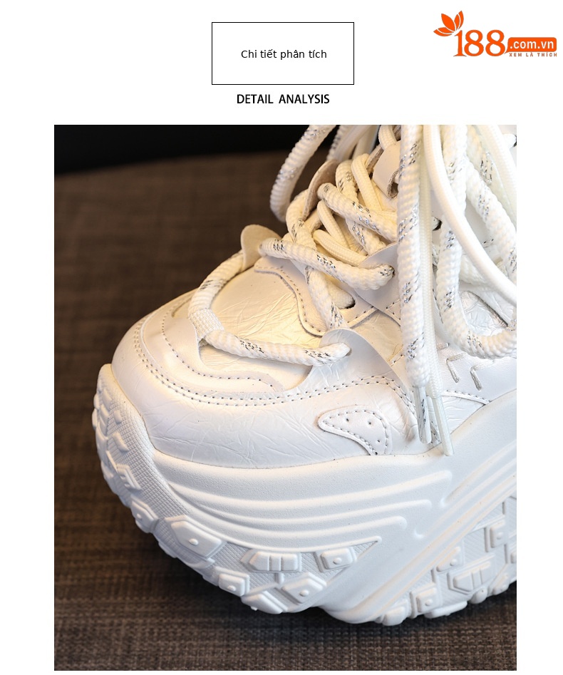 Giày sneaker nữ đế dày độn cao bên trong, phong cách thể thao thường ngày — Màu be chi tiết 7