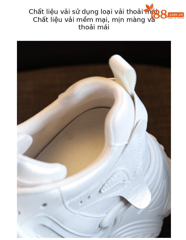 Giày sneaker nữ đế dày độn cao bên trong, phong cách thể thao thường ngày — Màu be chi tiết 8