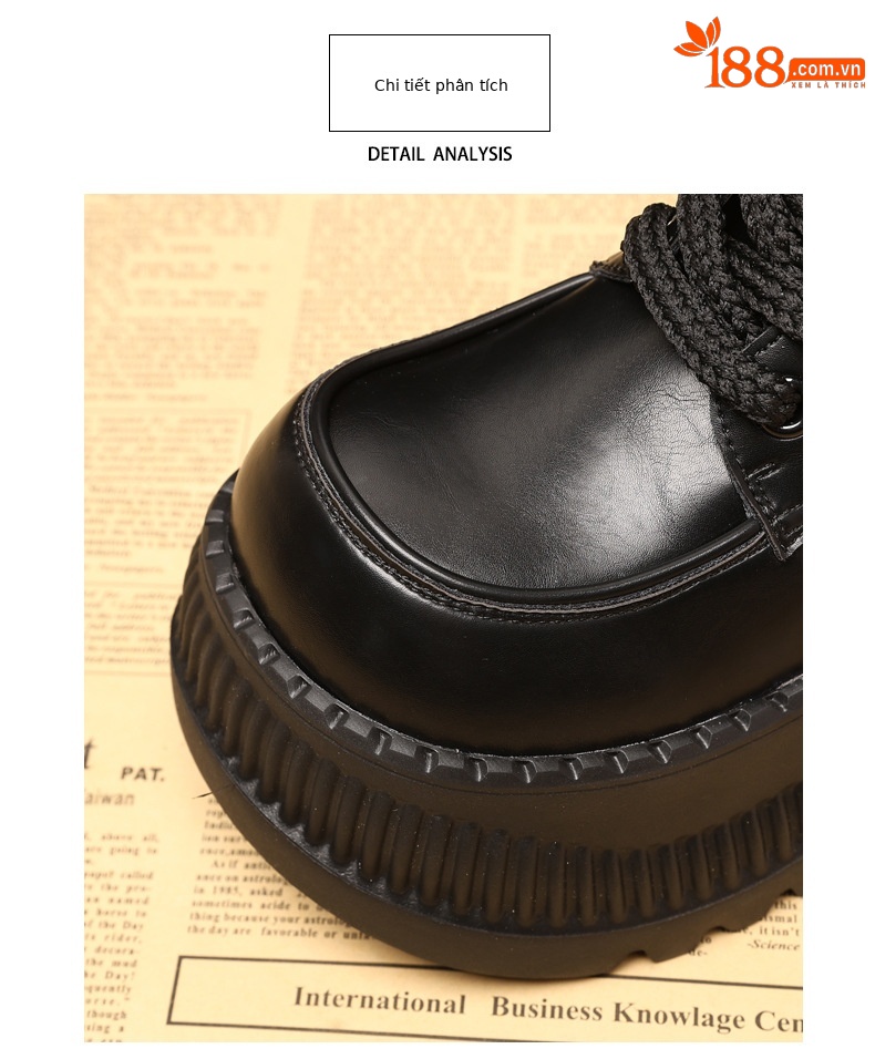 Boot Martin cổ thấp tăng chiều cao đế dày cho nữ — Màu be chi tiết 7