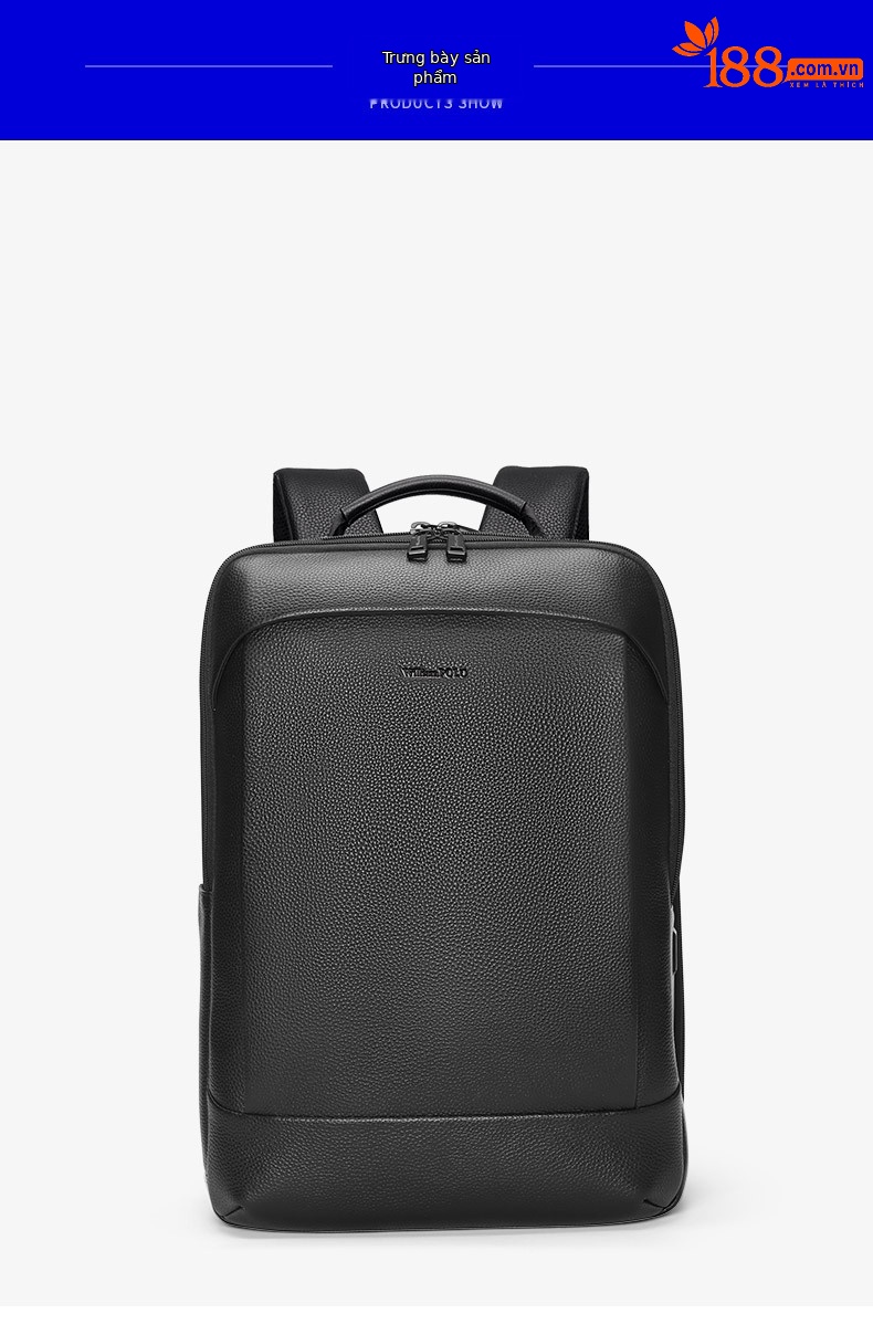 Ba lô da thật nam công sở Emperor Paul chứa laptop 16 inch sức chứa lớn — Màu đen chi tiết 11