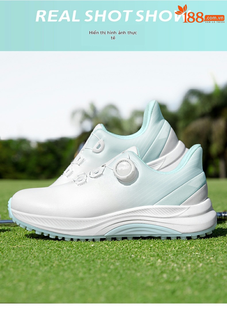 Giày golf nữ PGM không đinh chống thấm nước đế nhẹ — XZ363-Streamer trắng, XZ363-Sakura trắng chi tiết 9