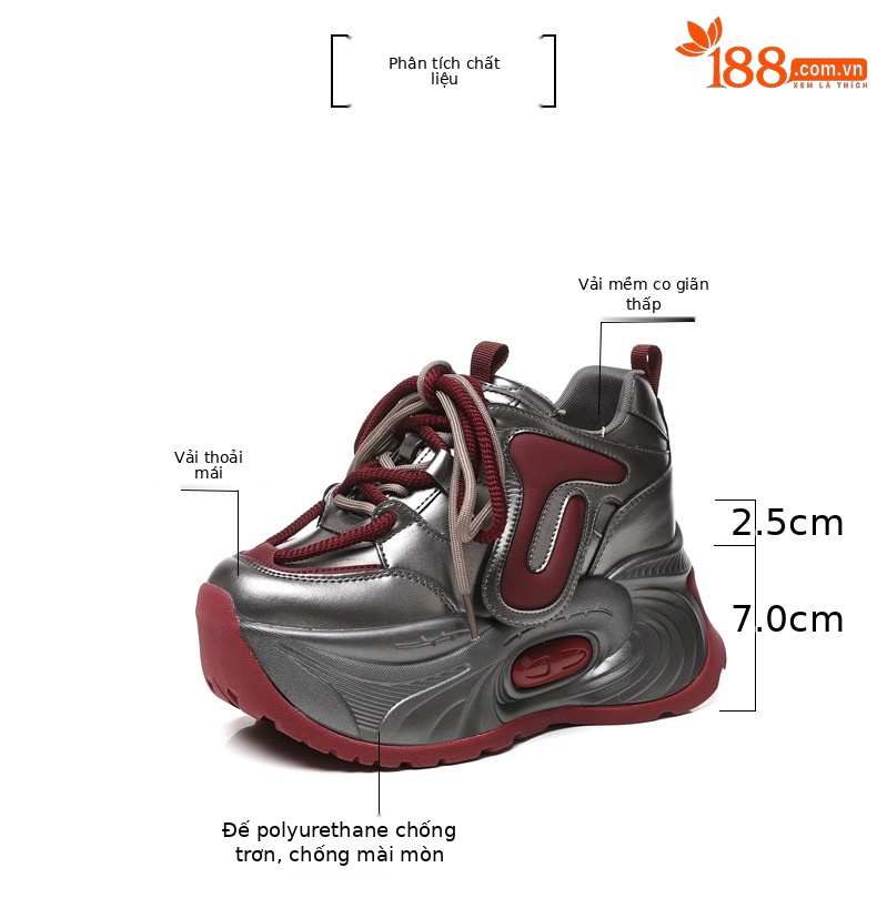 Giày sneaker nữ đế dày tăng chiều cao phong cách bánh xốp mềm mại — Màu be chi tiết 3