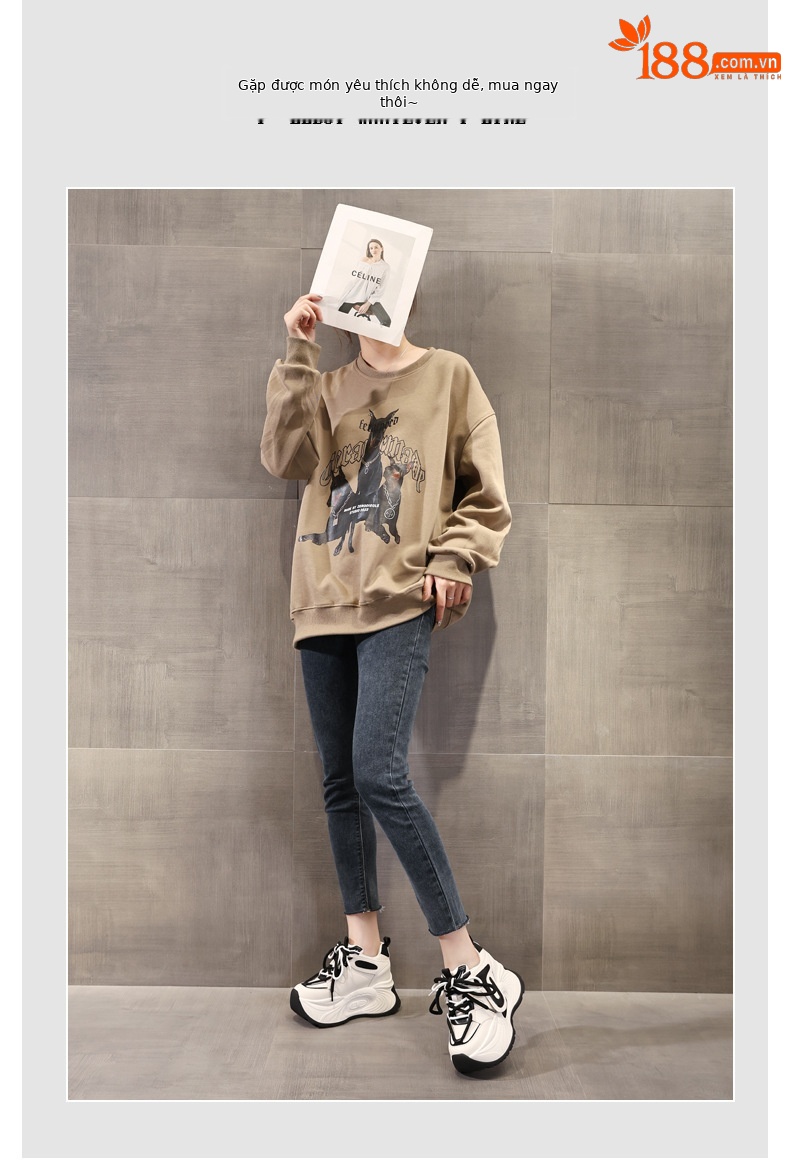 Giày sneaker nữ đế dày tăng chiều cao phong cách bánh xốp mềm mại — Màu be chi tiết 6