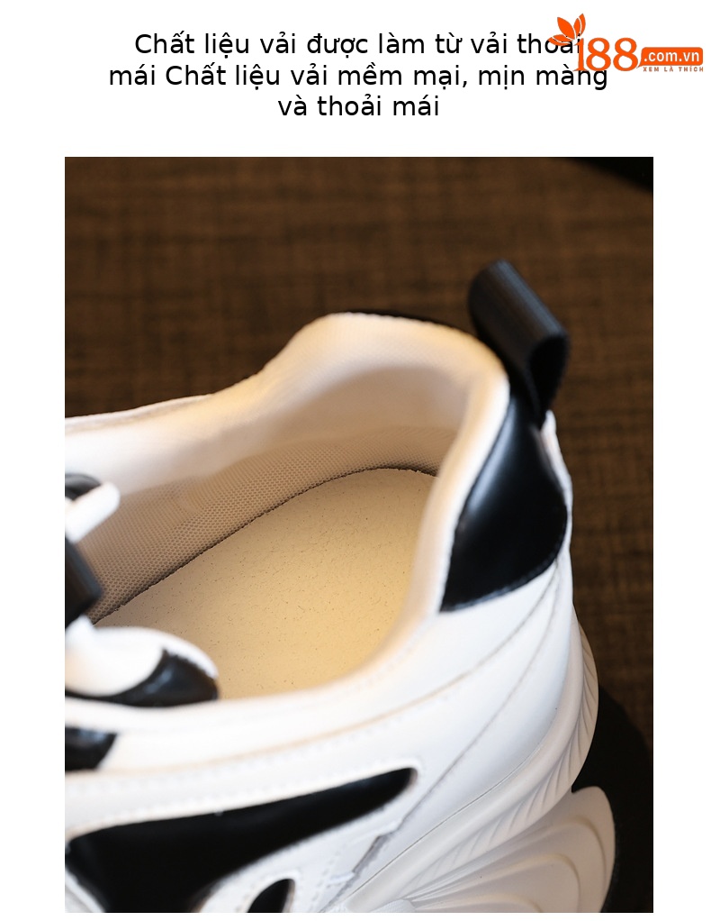 Giày sneaker nữ đế dày tăng chiều cao phong cách bánh xốp mềm mại — Màu be chi tiết 8