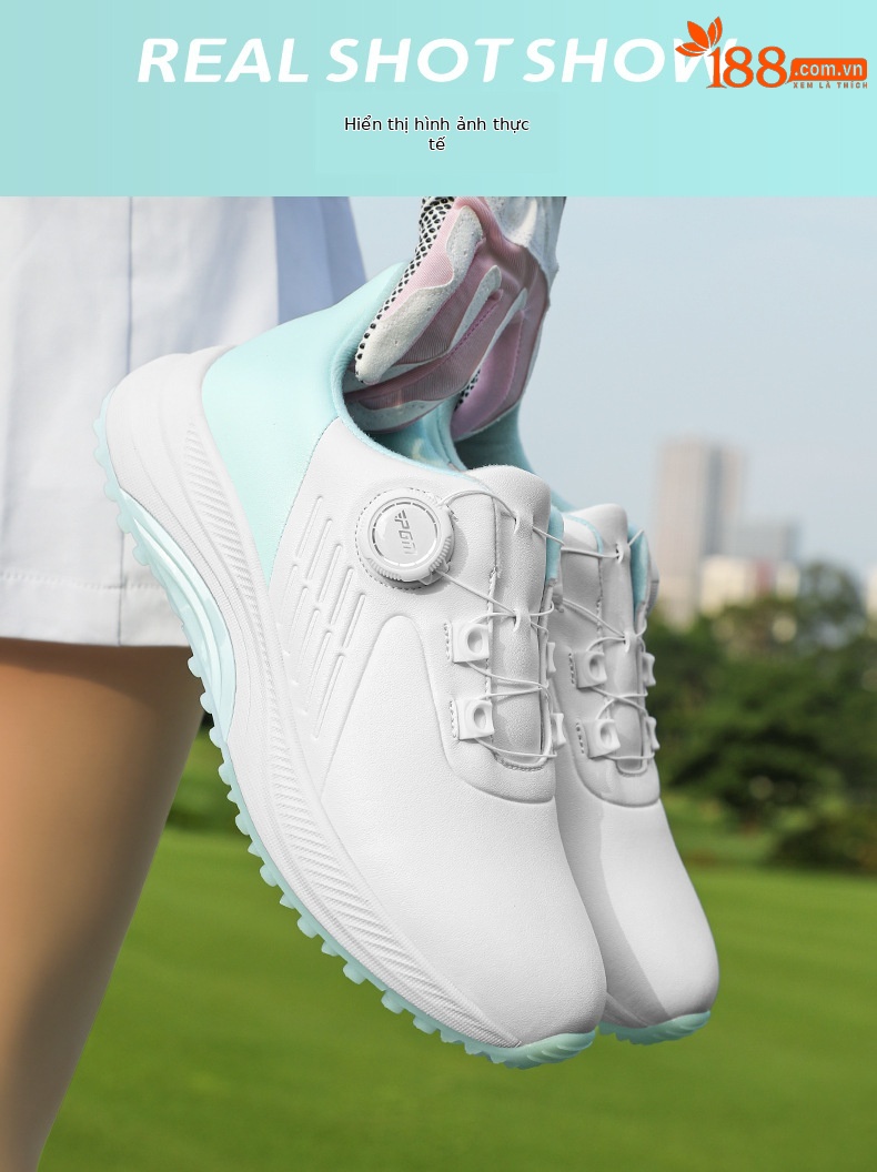 Giày golf nữ PGM chống thấm nước, đế EVA nhẹ, không đinh — XZ391-Ngọc trắng, XZ391-Màu trắng hoa anh đào chi tiết 13
