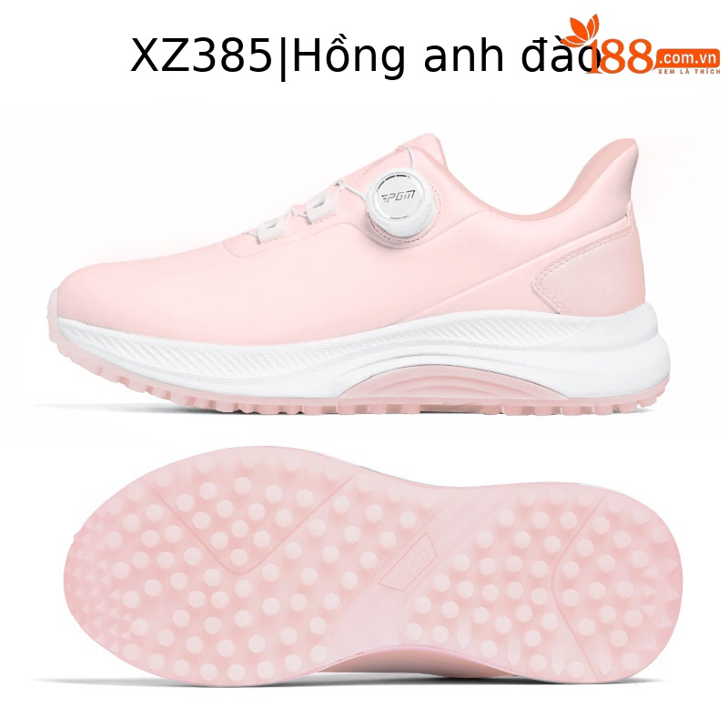 Giày golf nữ PGM chống thấm nước, đế đinh cố định, đệm nhẹ — XZ385-Phấn hoa anh đào, XZ385-Màu trắng ngọc lục bảo, XZ385-Màu trắng hoa anh đào