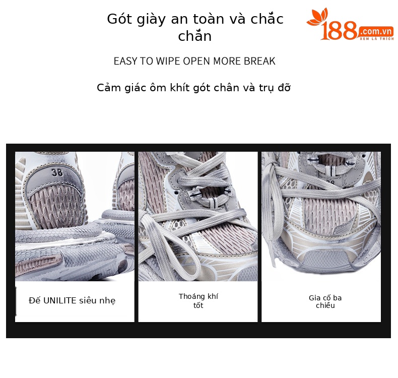 Giày sneaker chunky đế dày nữ phong cách Paris 3XL, thoáng khí, êm chân — Thế hệ thứ mười của cha giày vàng sâm panh chi tiết 6