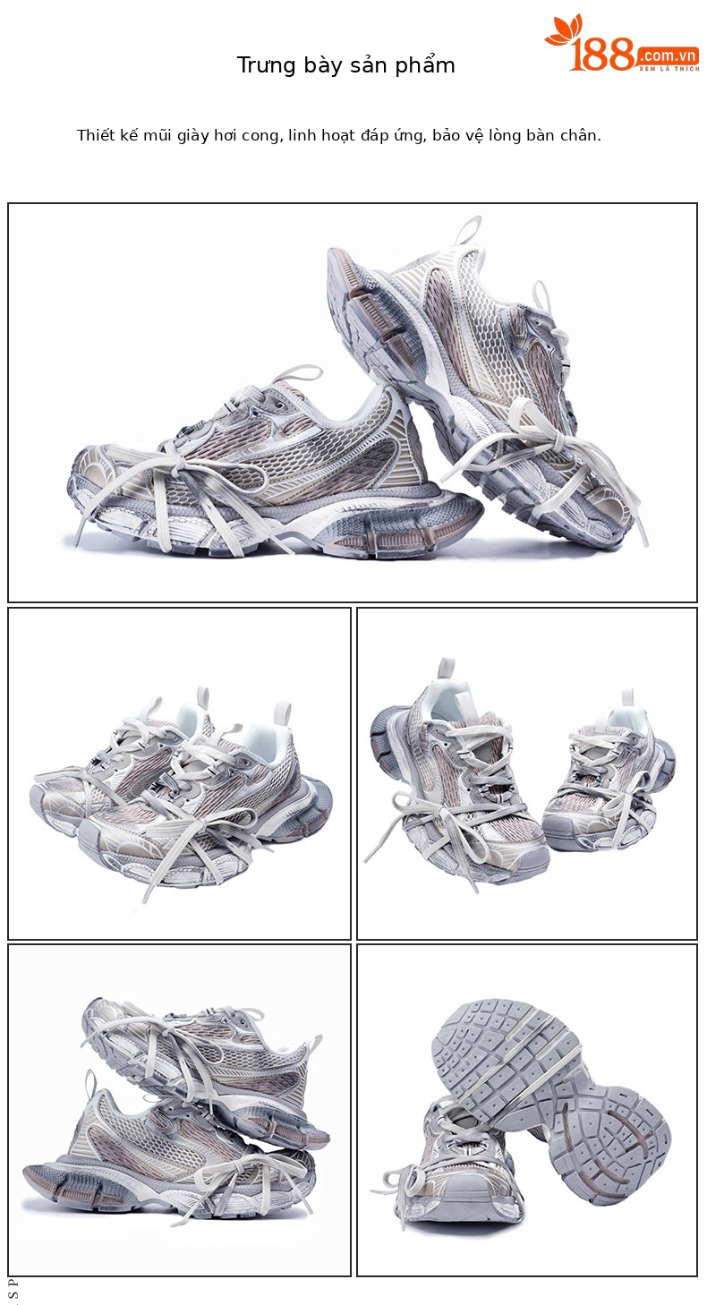Giày sneaker chunky đế dày nữ phong cách Paris 3XL, thoáng khí, êm chân — Thế hệ thứ mười của cha giày vàng sâm panh chi tiết 7
