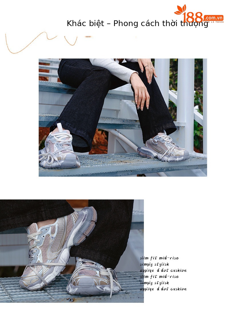 Giày sneaker chunky đế dày nữ phong cách Paris 3XL, thoáng khí, êm chân — Thế hệ thứ mười của cha giày vàng sâm panh chi tiết 9