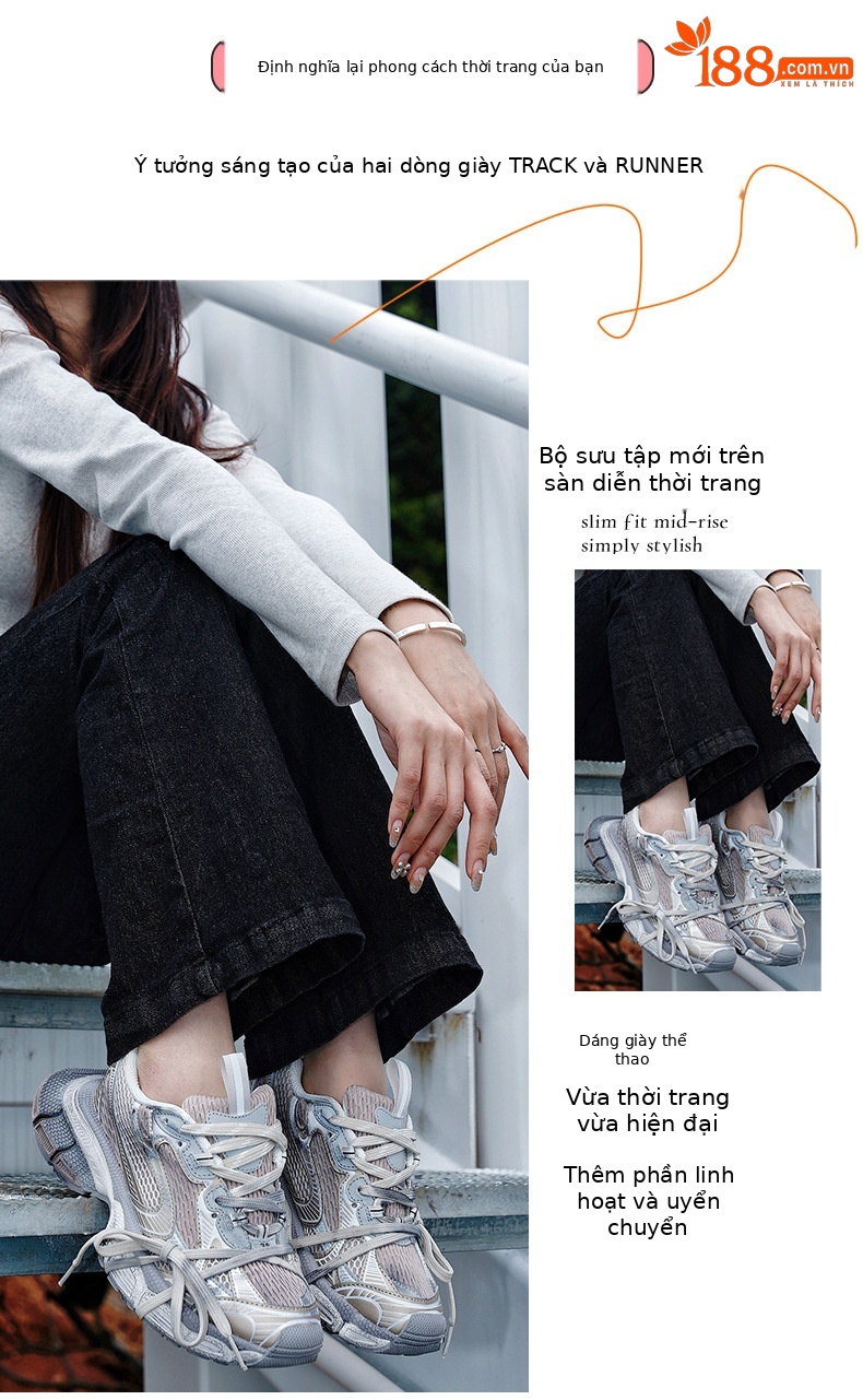 Giày sneaker chunky đế dày nữ phong cách Paris 3XL, thoáng khí, êm chân — Thế hệ thứ mười của cha giày vàng sâm panh chi tiết 10