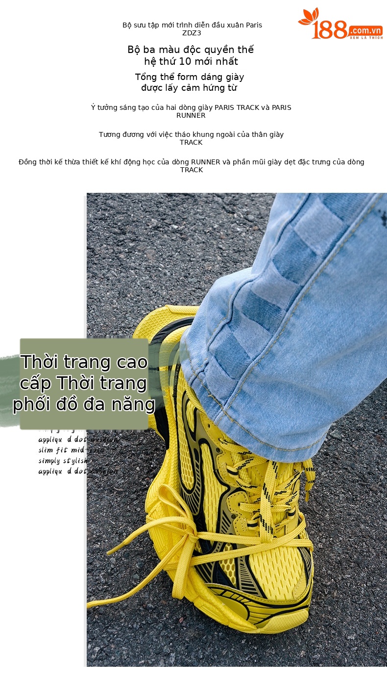 Giày sneaker chunky đế dày nữ phong cách Paris 3XL, thoáng khí, êm chân — Thế hệ thứ mười của cha giày vàng sâm panh chi tiết 14