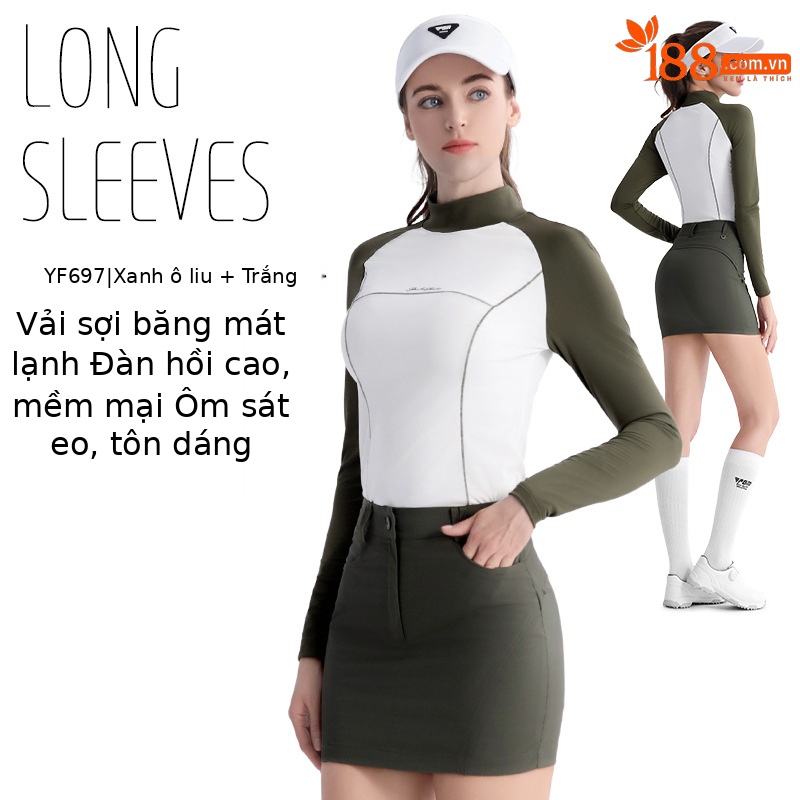 YF697 màu xanh ô liu trắng dài tay hàng đầu