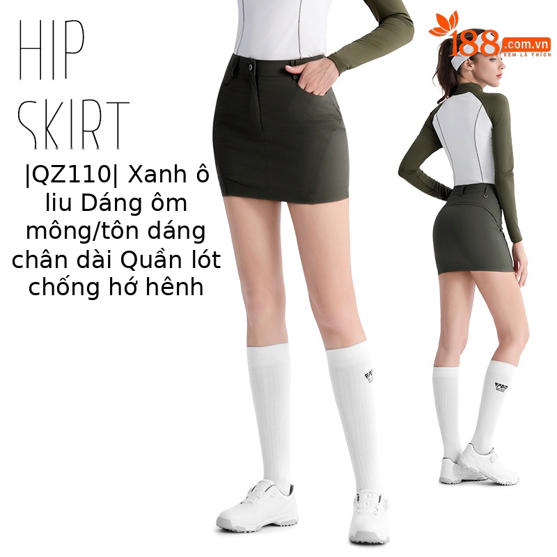 QZ110 váy hông màu xanh ô liu