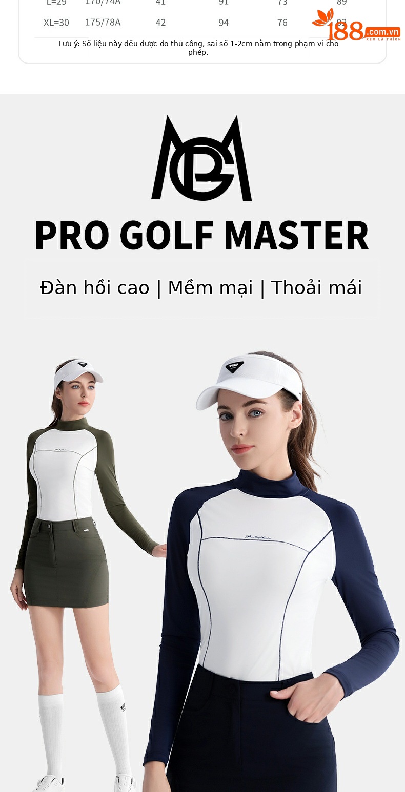 Bộ trang phục golf nữ PGM áo dài tay phối váy ngắn ôm eo — YF697 màu xanh ô liu trắng dài tay hàng đầu, YF697 áo dài tay màu trắng xanh navy, QZ110] Váy hông màu xanh đậm, QZ110 váy hông màu xanh ô liu chi tiết 2