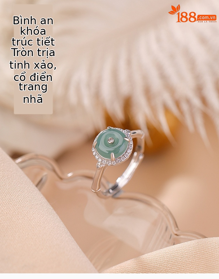 Nhẫn bạc S925 phong cách Trung Quốc cổ điển, thiết kế khóa an toàn — Bạc 925 chi tiết 1