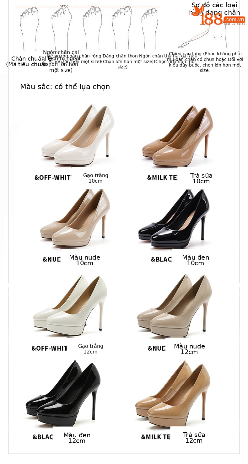 Giày cao gót nữ mũi tròn bít gót nhọn 12 cm phong cách Âu Mỹ — Màu nude-12cm chi tiết 1