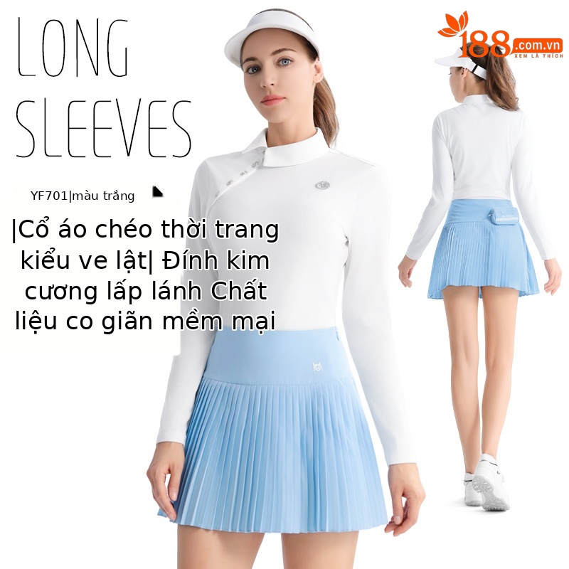 YF701 [Ve áo chéo thời trang/đính kim cương sáng/đàn hồi mềm mại] tay dài màu trắng