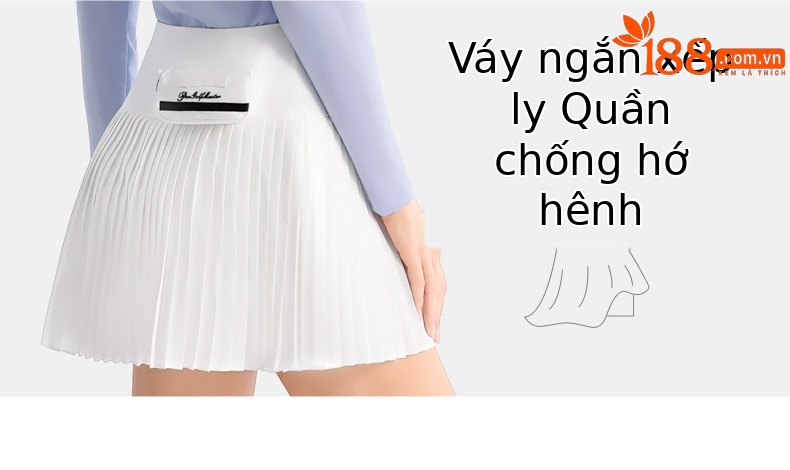 Bộ váy golf nữ PGM tay dài xếp ly thắt eo — QZ103 [Chân dài/túi thắt lưng miễn phí/thắt lưng co giãn] váy xếp ly màu đen, QZ103 [Chân dài/túi thắt lưng miễn phí/thắt lưng co giãn] váy xếp ly màu xanh nhạt, YF701 [Ve áo chéo thời trang/đính kim cương sáng/đàn hồi mềm mại] tay dài màu đen, QZ103 [Chân dài/túi thắt lưng miễn phí/thắt lưng co giãn] váy xếp ly màu trắng chi tiết 11