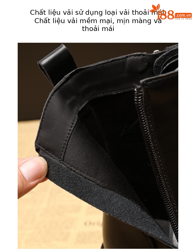 Boot Martin nữ cổ thấp đế dày tăng chiều cao, đế bánh xốp mềm — Màu be chi tiết 7