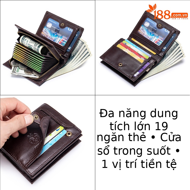 Ví nam ngắn nhiều ngăn thẻ da PU phong cách trẻ trung — Màu cà phê đậm, Màu đen, Màu cà phê đậm (có hộp quà), Màu đen (có hộp quà)