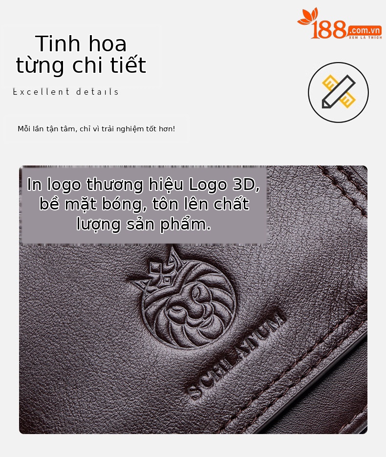 Ví nam ngắn nhiều ngăn thẻ da PU phong cách trẻ trung — Màu cà phê đậm, Màu đen, Màu cà phê đậm (có hộp quà), Màu đen (có hộp quà) chi tiết 9