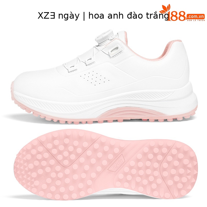 Giày golf PGM nữ chống nước, đế foam nhẹ, núm chống trượt — XZ384 màu trắng hoa anh đào, XZ384 màu trắng ngọc lục bảo