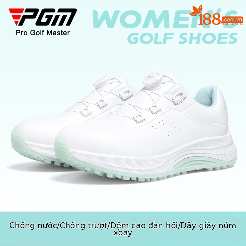Giày golf PGM nữ chống nước, đế foam nhẹ, núm chống trượt — XZ384 màu trắng hoa anh đào, XZ384 màu trắng ngọc lục bảo