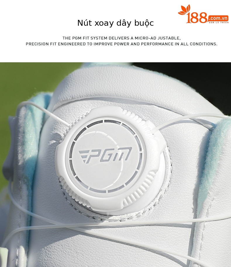 Giày golf PGM nữ chống nước, đế foam nhẹ, núm chống trượt — XZ384 màu trắng hoa anh đào, XZ384 màu trắng ngọc lục bảo chi tiết 13