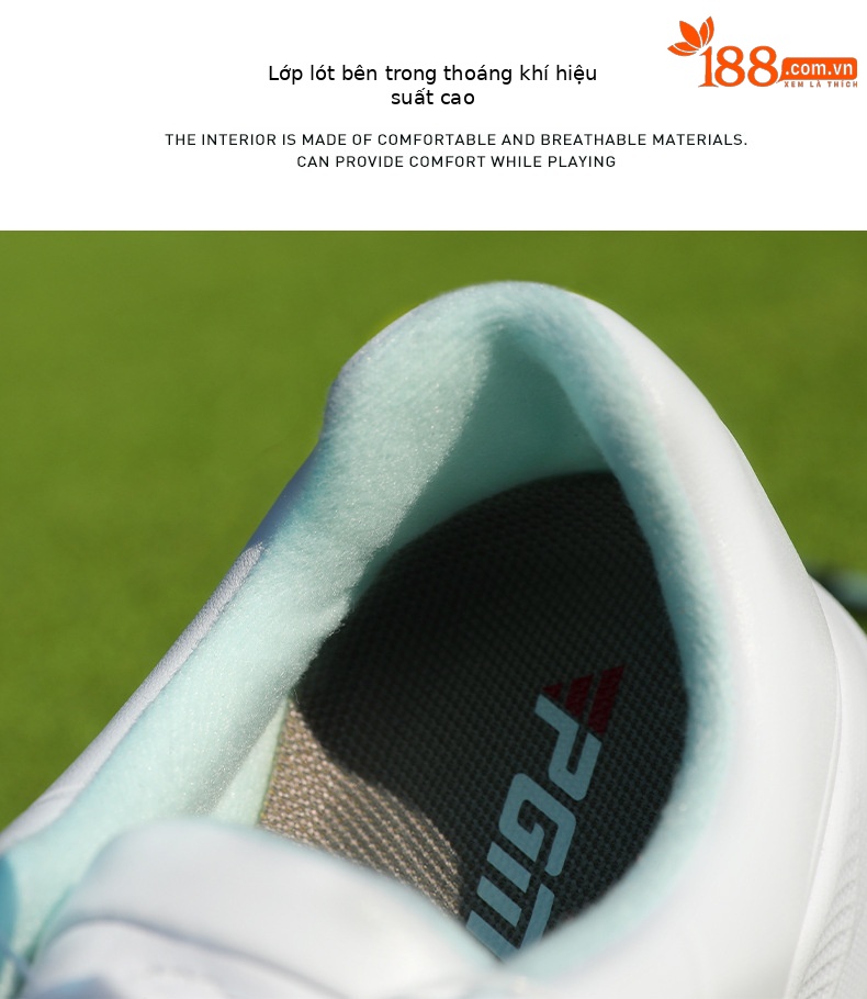 Giày golf PGM nữ chống nước, đế foam nhẹ, núm chống trượt — XZ384 màu trắng hoa anh đào, XZ384 màu trắng ngọc lục bảo chi tiết 16