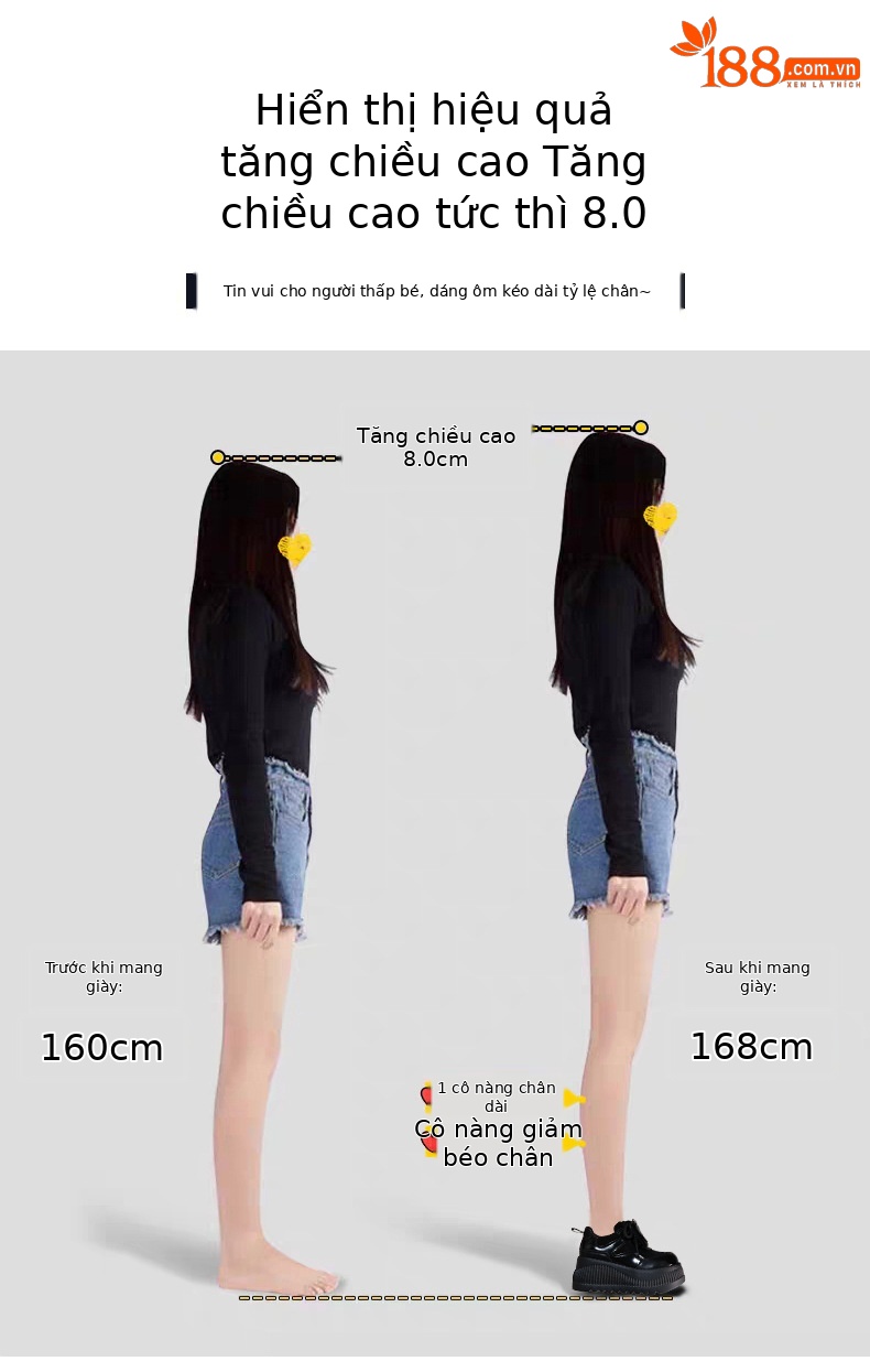 Giày lười nữ tăng chiều cao đế dày bánh xốp mũi vuông — Màu đen chi tiết 4