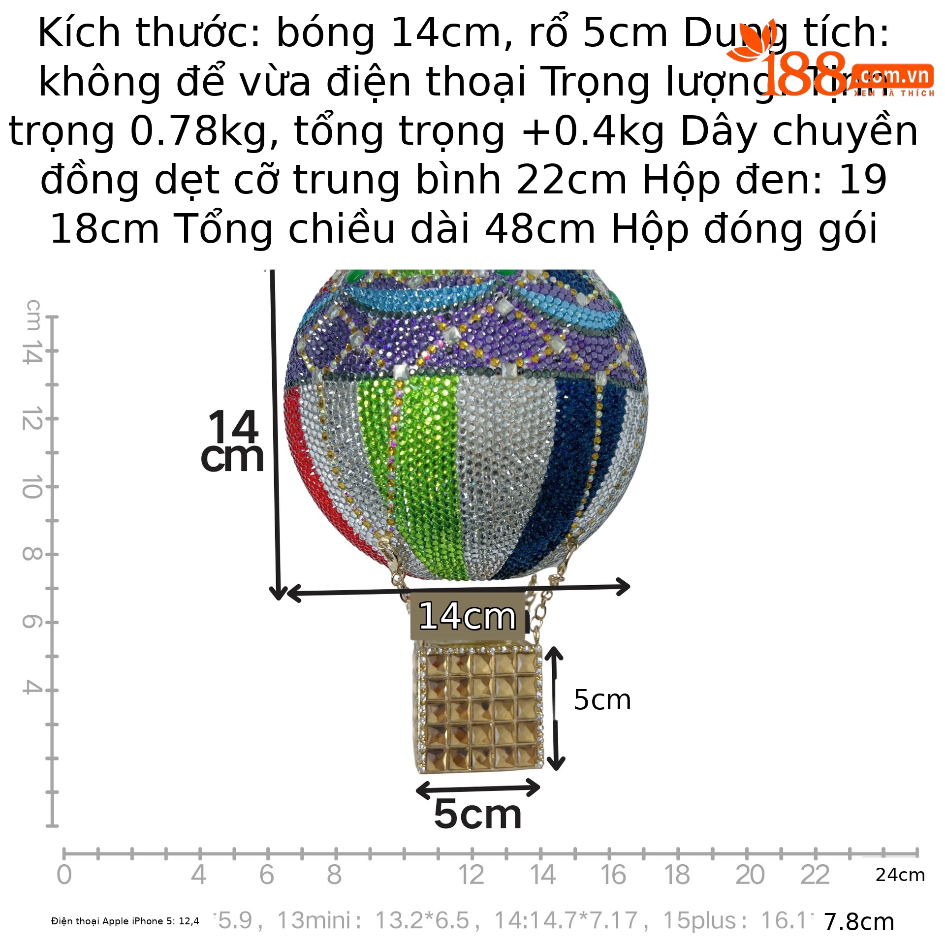 Túi clutch nữ đính đá dạ hội hình khinh khí cầu cầm tay — Khinh khí cầu bảy màu, Khinh khí cầu vàng đen, Khinh khí cầu vàng, Khinh khí cầu nhiều màu chi tiết 1