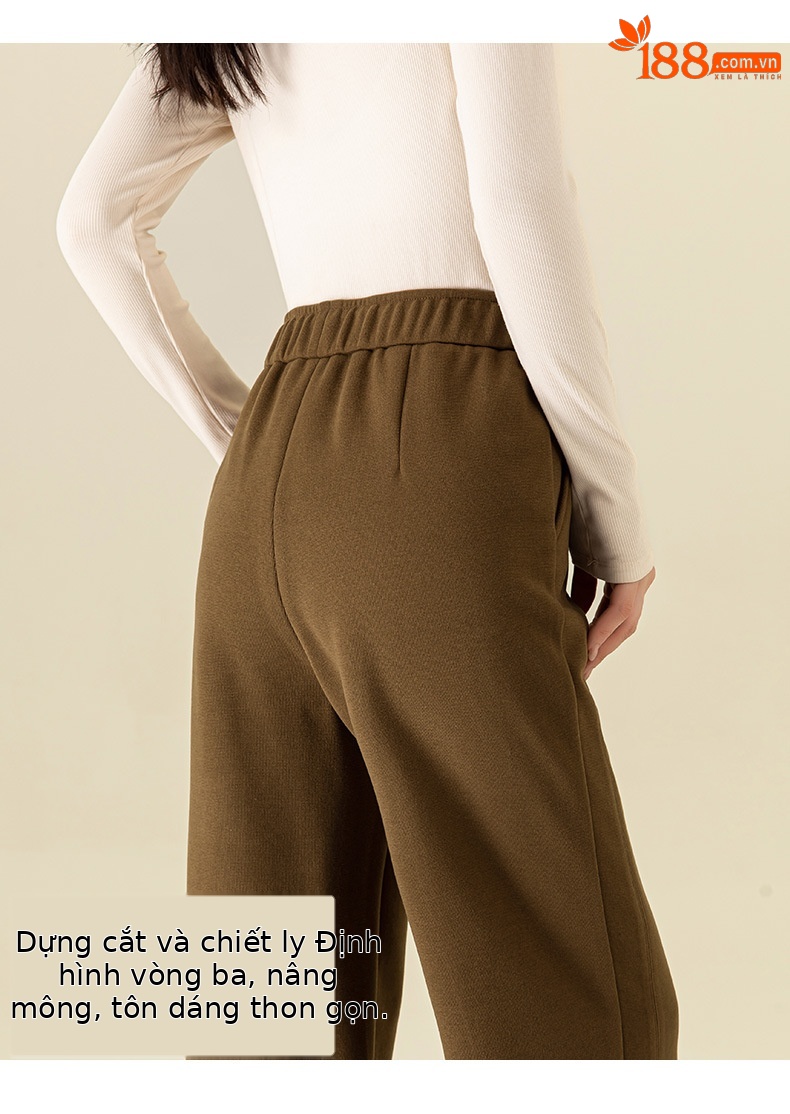 Quần culottes nữ ống rộng lưng thun dáng suông mềm mại — Màu be chi tiết 14
