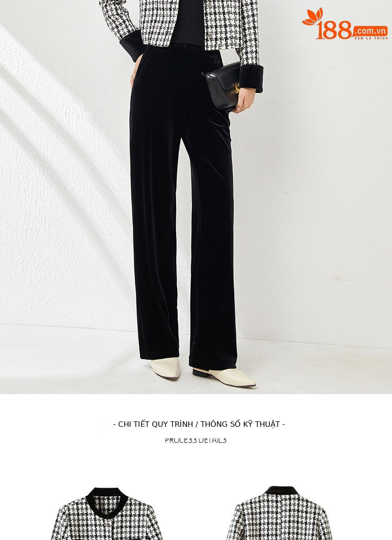 Áo khoác nữ dáng ngắn kiểu Chanel ca rô, thiết kế tôn dáng khí chất Pháp — Ca rô chi tiết 12