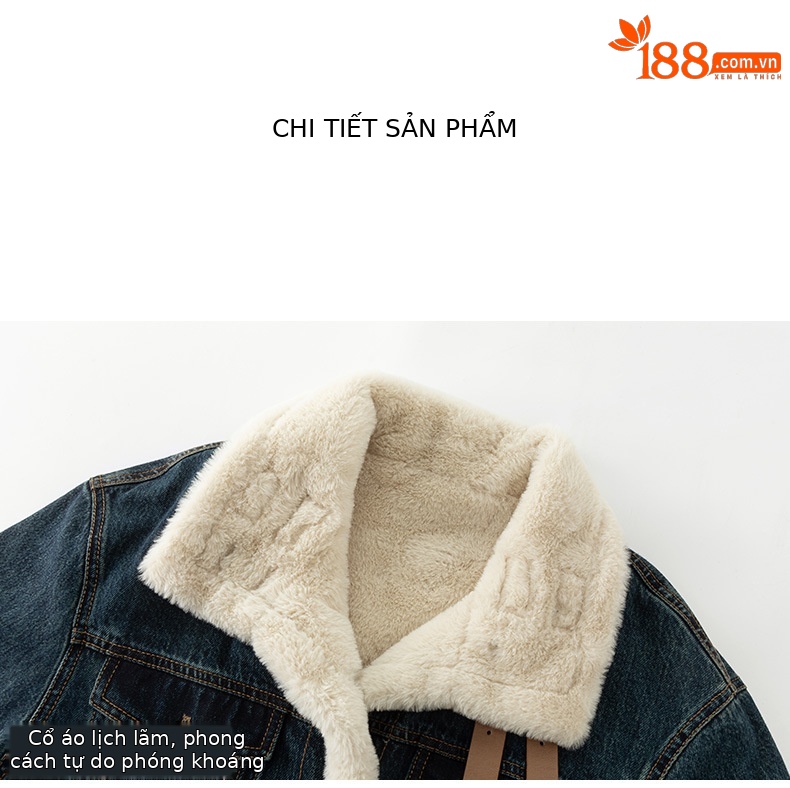 Áo khoác denim nữ phong cách Hàn Quốc, dáng suông, có lớp lót nhung dày giữ ấm — Màu xanh lam (ấm chống lạnh cộng với nhung dày) chi tiết 16