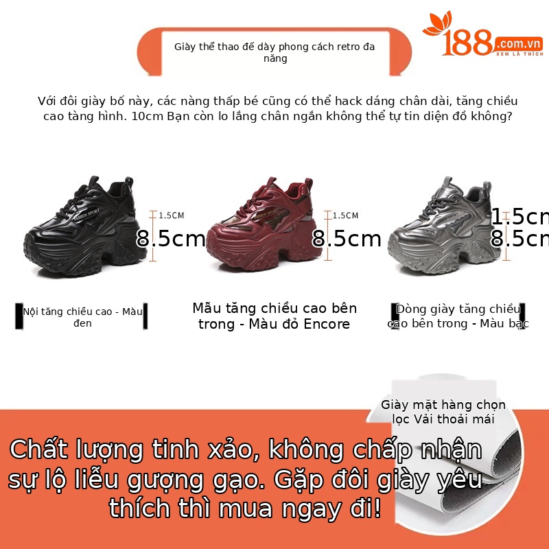 Giày thể thao nữ đế dày độn cao dáng chunky ZDW5550-18 — Màu đen