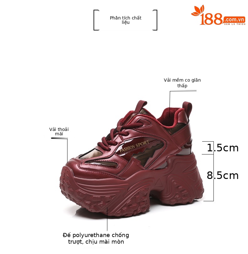 Giày thể thao nữ đế dày độn cao dáng chunky ZDW5550-18 — Màu đen chi tiết 3