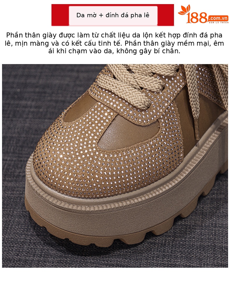 Giày sneaker nữ đế dày tăng chiều cao phong cách Đức retro da lộn đính đá mùa thu 2026 — M2653 lớp lót đơn màu đen, M2653 li đơn màu đỏ, Lớp lót đơn màu vàng M2653, M2653-1 đen cộng với nhung chi tiết 6